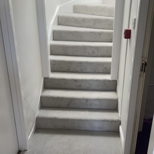 Light Grey Carpet Fitted To Stairs
