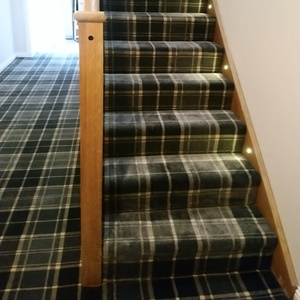 Tartan Carpet Fitted On Stairs